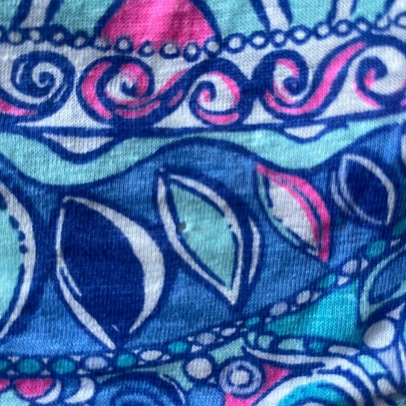 Lilly Pulitzer Aimee Easy Fit Tee 100% Linen Boatneck Hem Vents Stripe Sz XS - Picture 5 of 7